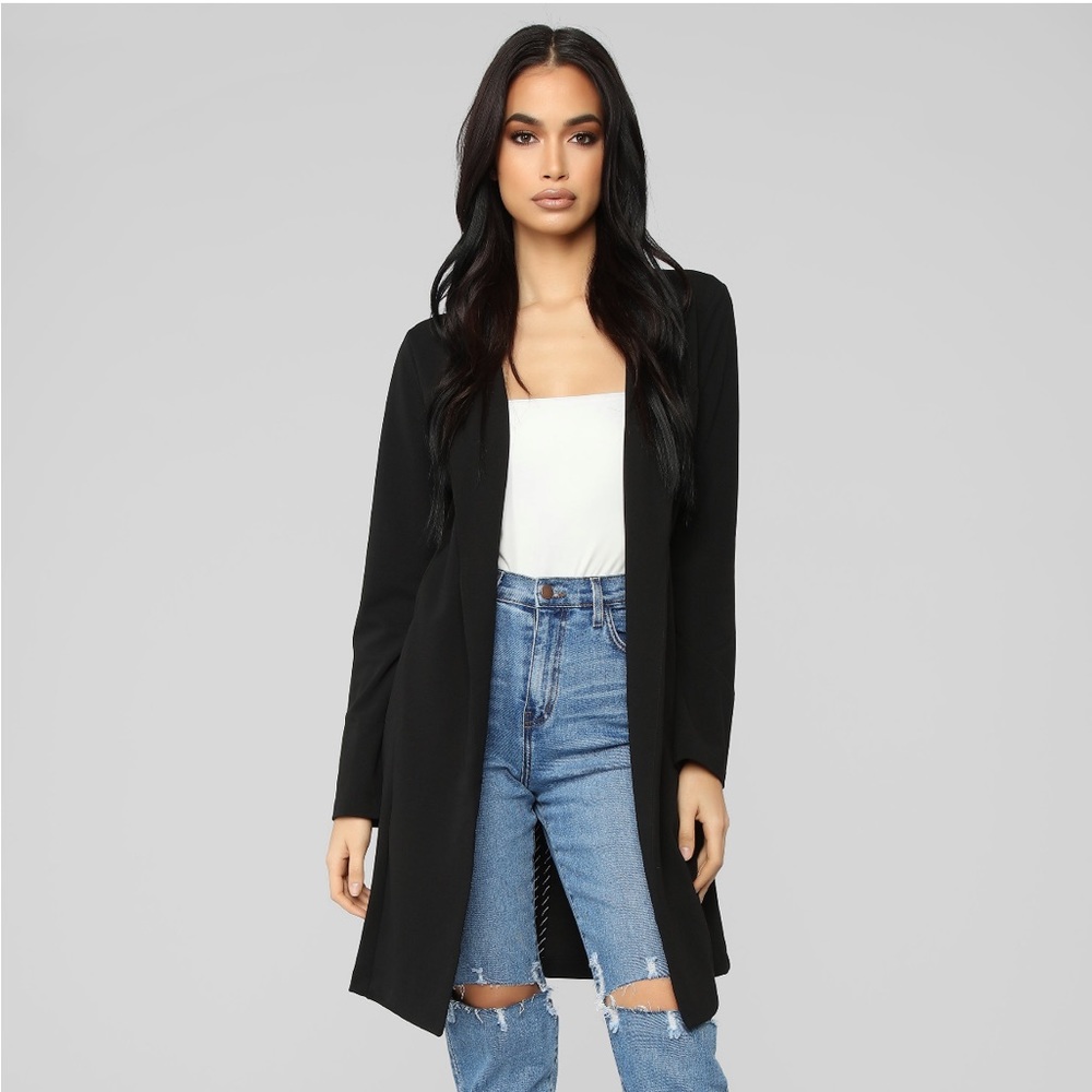 NWT - Fashion Nova: Black Long Power Trip Blazer